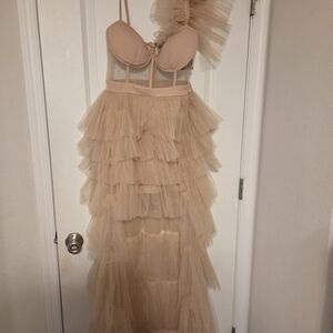 Elegant Nude Maxi Dress